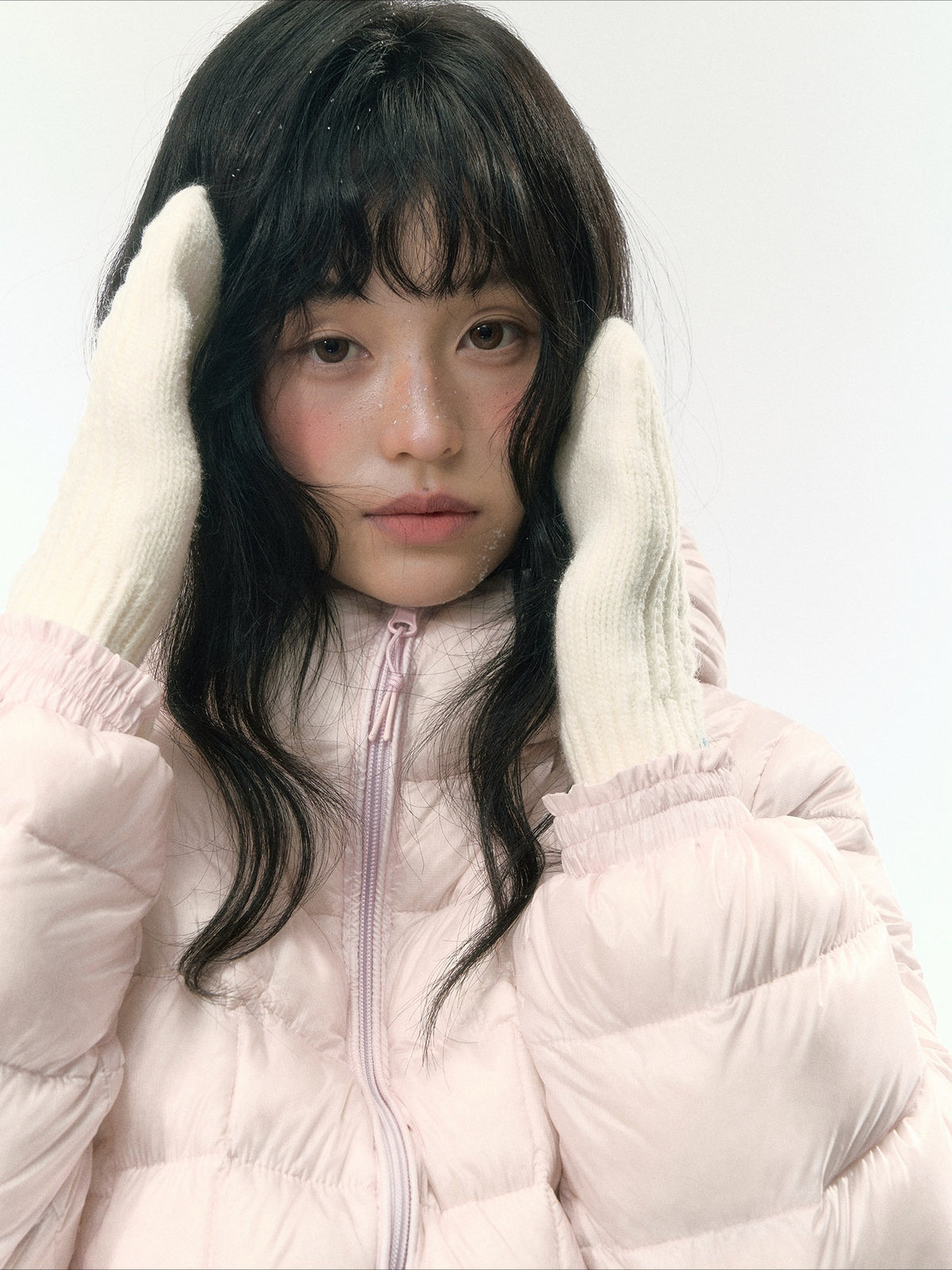 JOVYLLE - Color-Block Star Hooded Down Puffer Jacket (Purple / Pink / Mustard Yellow)