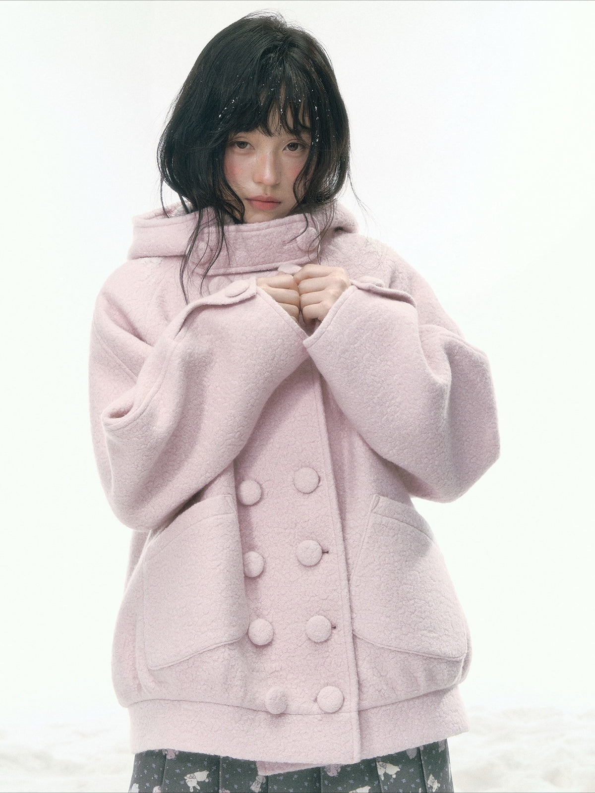 JOVYLLE - Soft Pink Australian Wool Blend Padded Coat