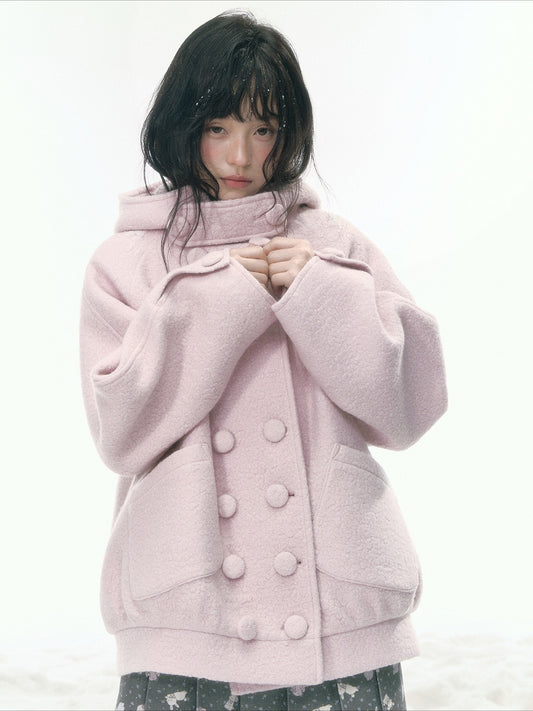 JOVYLLE - Soft Pink Australian Wool Blend Padded Coat