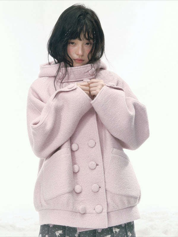 JOVYLLE - Soft Pink Australian Wool Blend Padded Coat