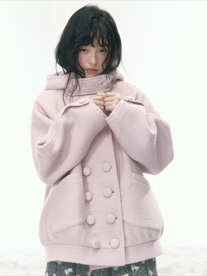 JOVYLLE - Soft Pink Australian Wool Blend Padded Coat