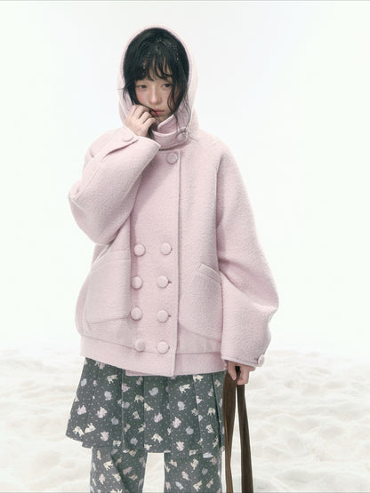 JOVYLLE - Soft Pink Australian Wool Blend Padded Coat