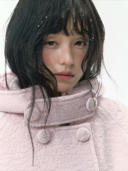 JOVYLLE - Soft Pink Australian Wool Blend Padded Coat