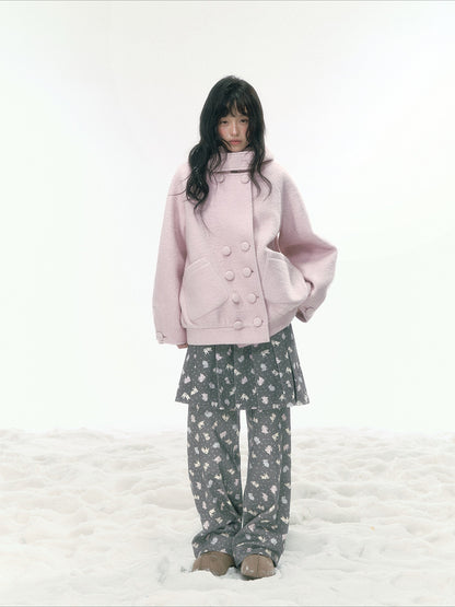 JOVYLLE - Soft Pink Australian Wool Blend Padded Coat