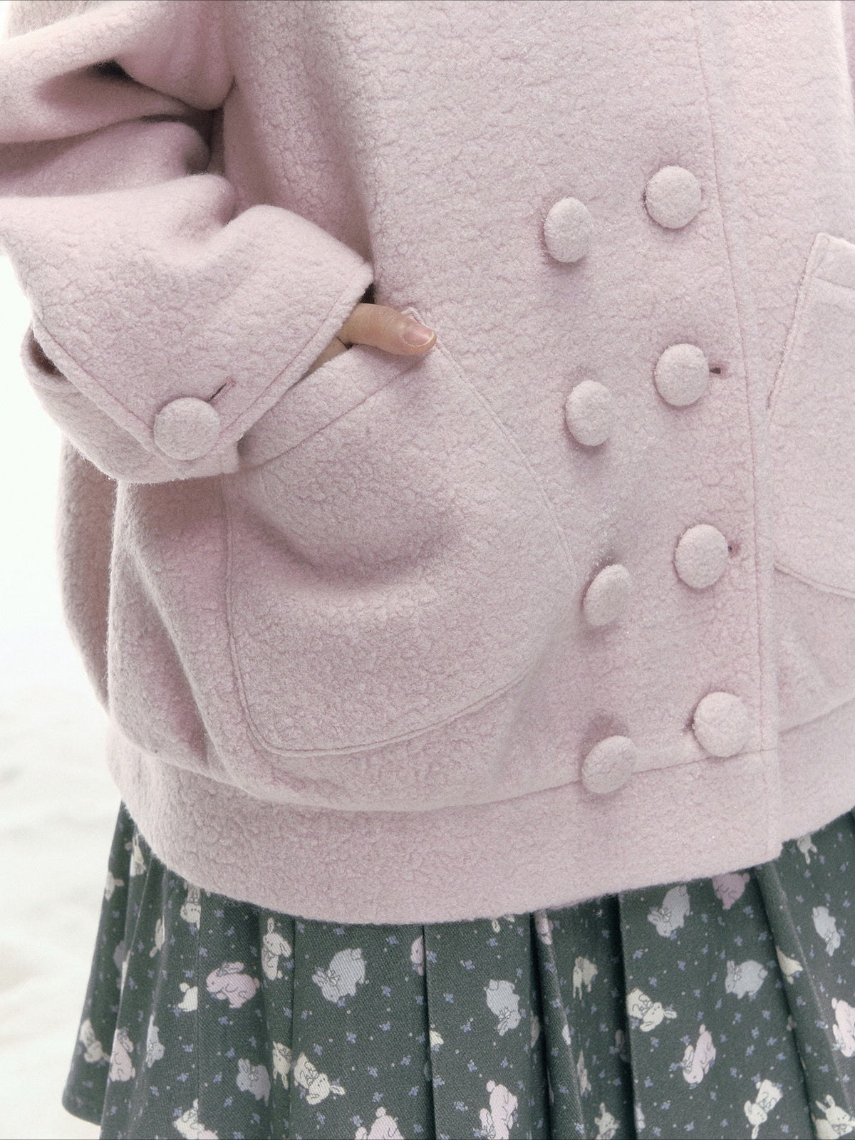 JOVYLLE - Soft Pink Australian Wool Blend Padded Coat