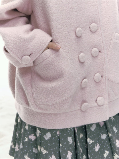 JOVYLLE - Soft Pink Australian Wool Blend Padded Coat