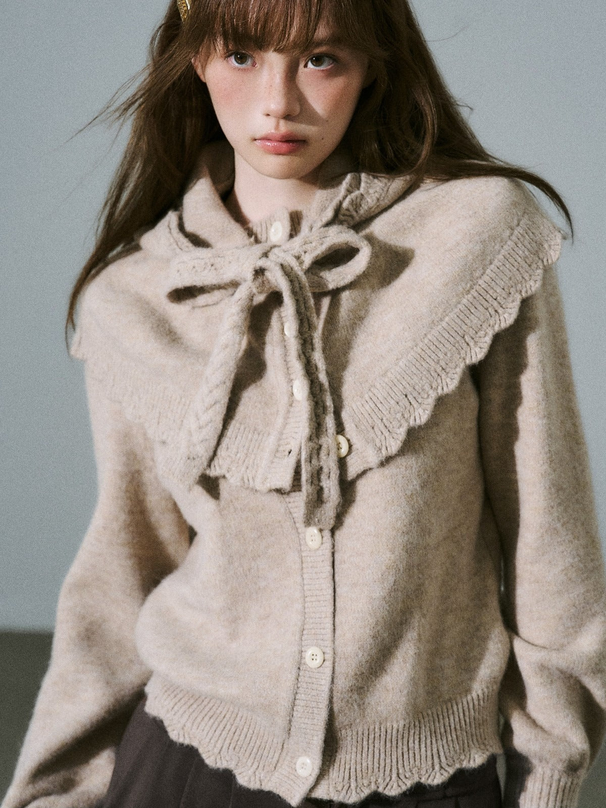 LOST FOREST - Coconut Milk Brown Cape Sweater Set