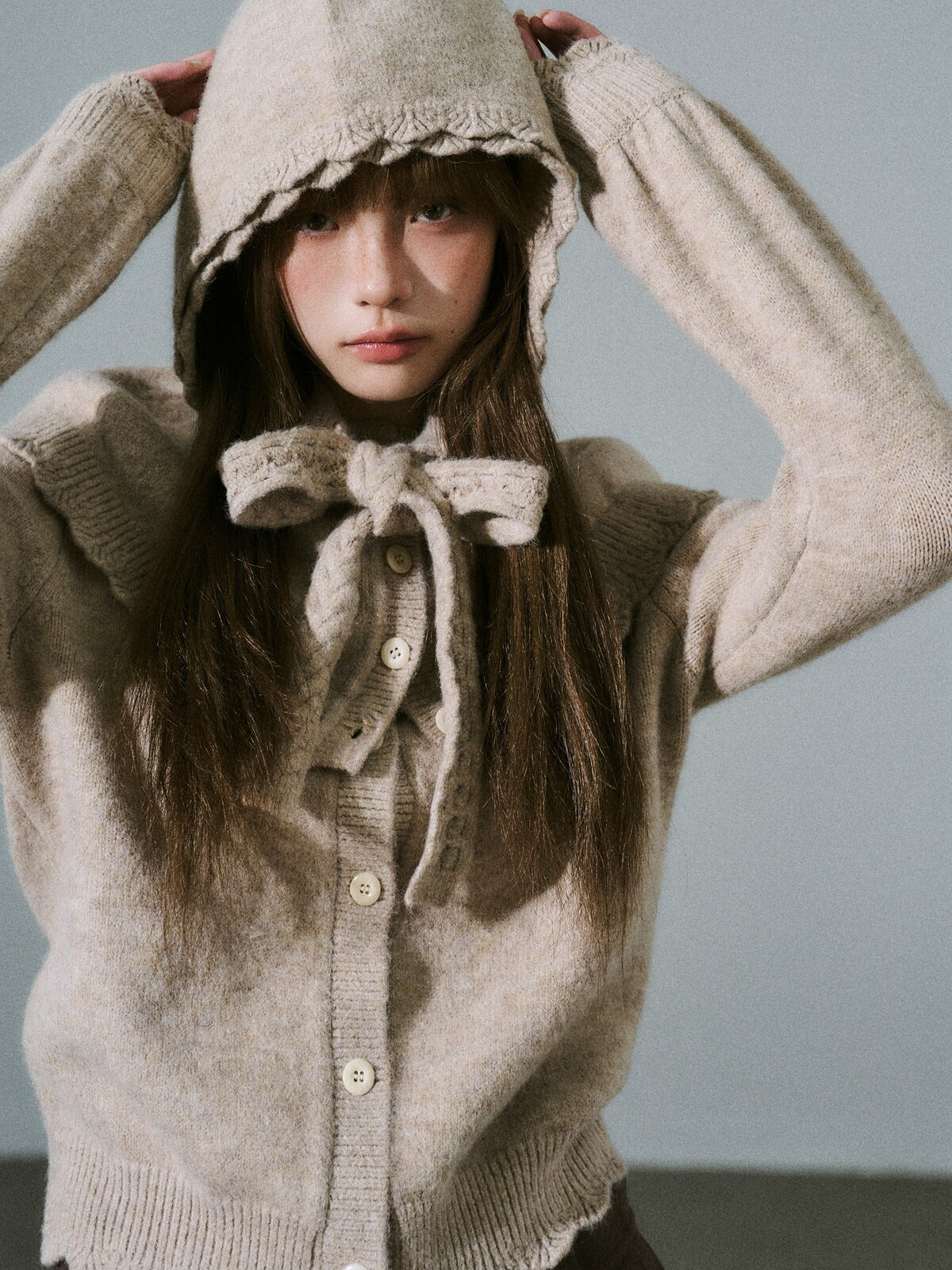LOST FOREST - Coconut Milk Brown Cape Sweater Set