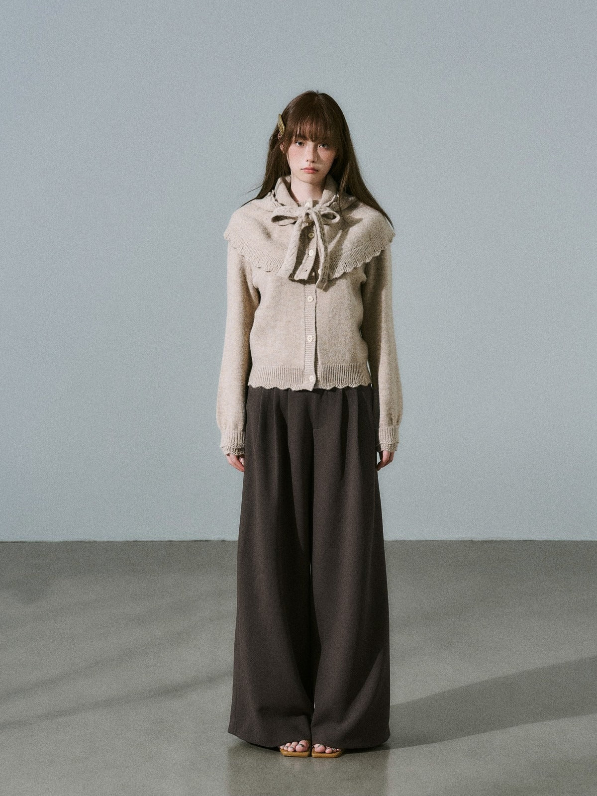 LOST FOREST - Coconut Milk Brown Cape Sweater Set