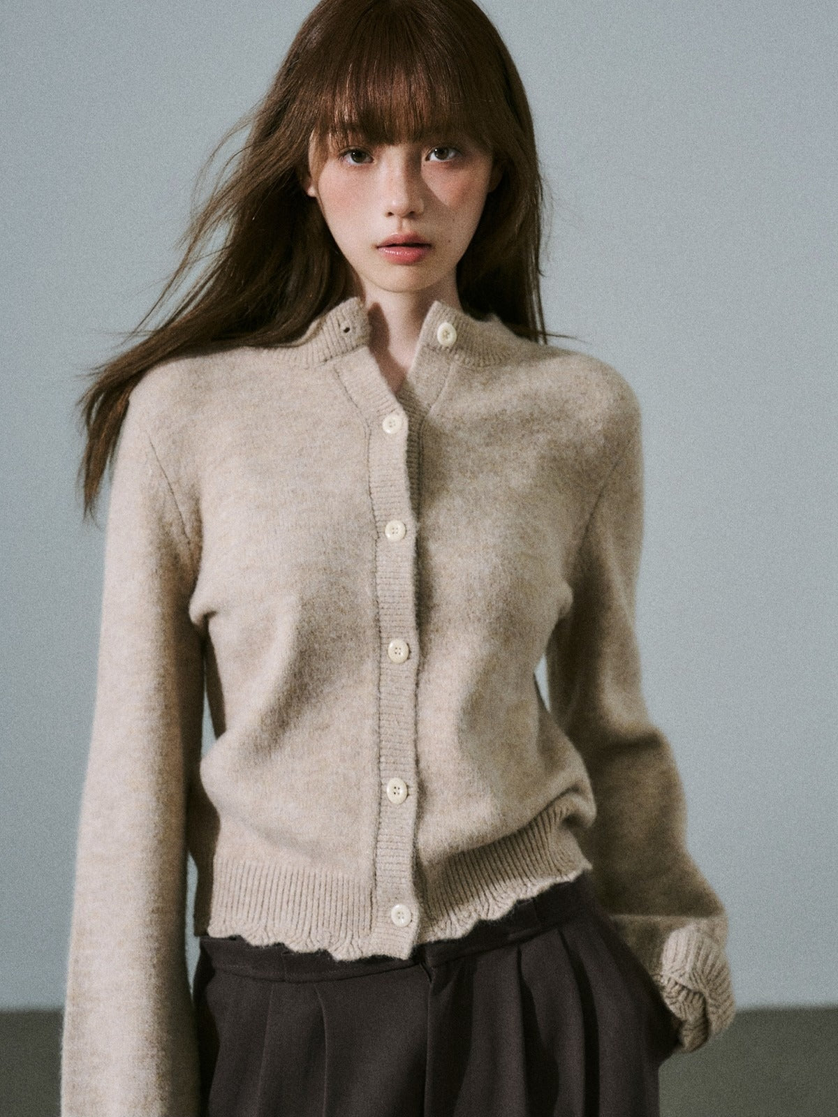 LOST FOREST - Coconut Milk Brown Cape Sweater Set