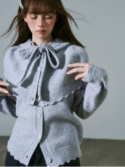 LOST FOREST - Misty Blue Gray Cape Sweater Set