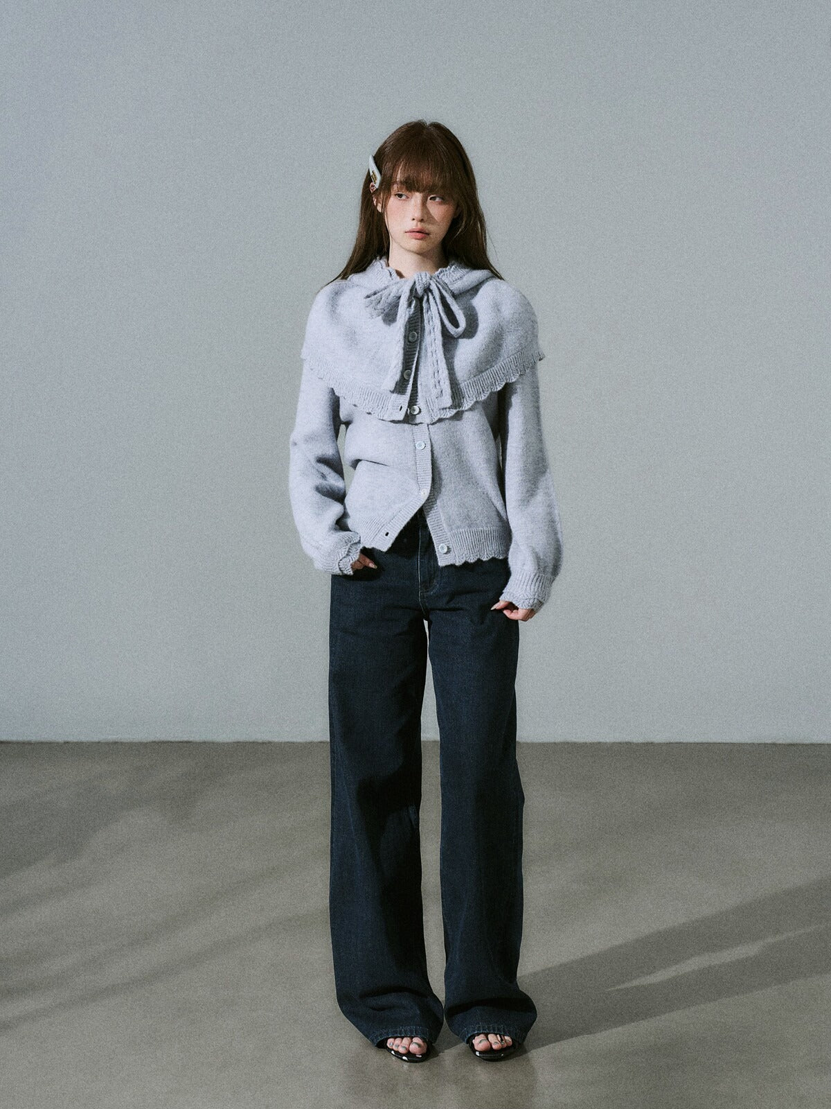 LOST FOREST - Misty Blue Gray Cape Sweater Set
