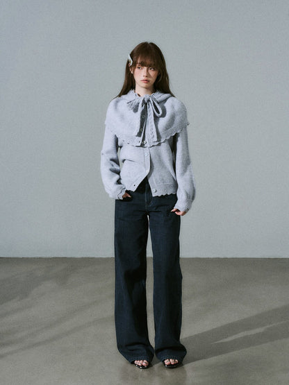 LOST FOREST - Misty Blue Gray Cape Sweater Set