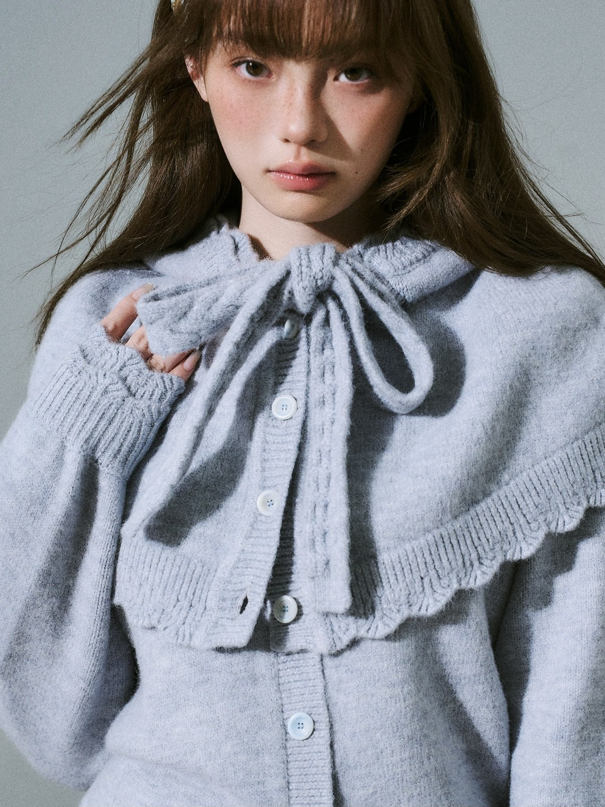 LOST FOREST - Misty Blue Gray Cape Sweater Set