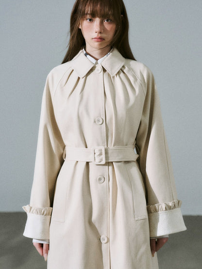 LOST FOREST - Light Milk Tea Lyocell Trench Coat