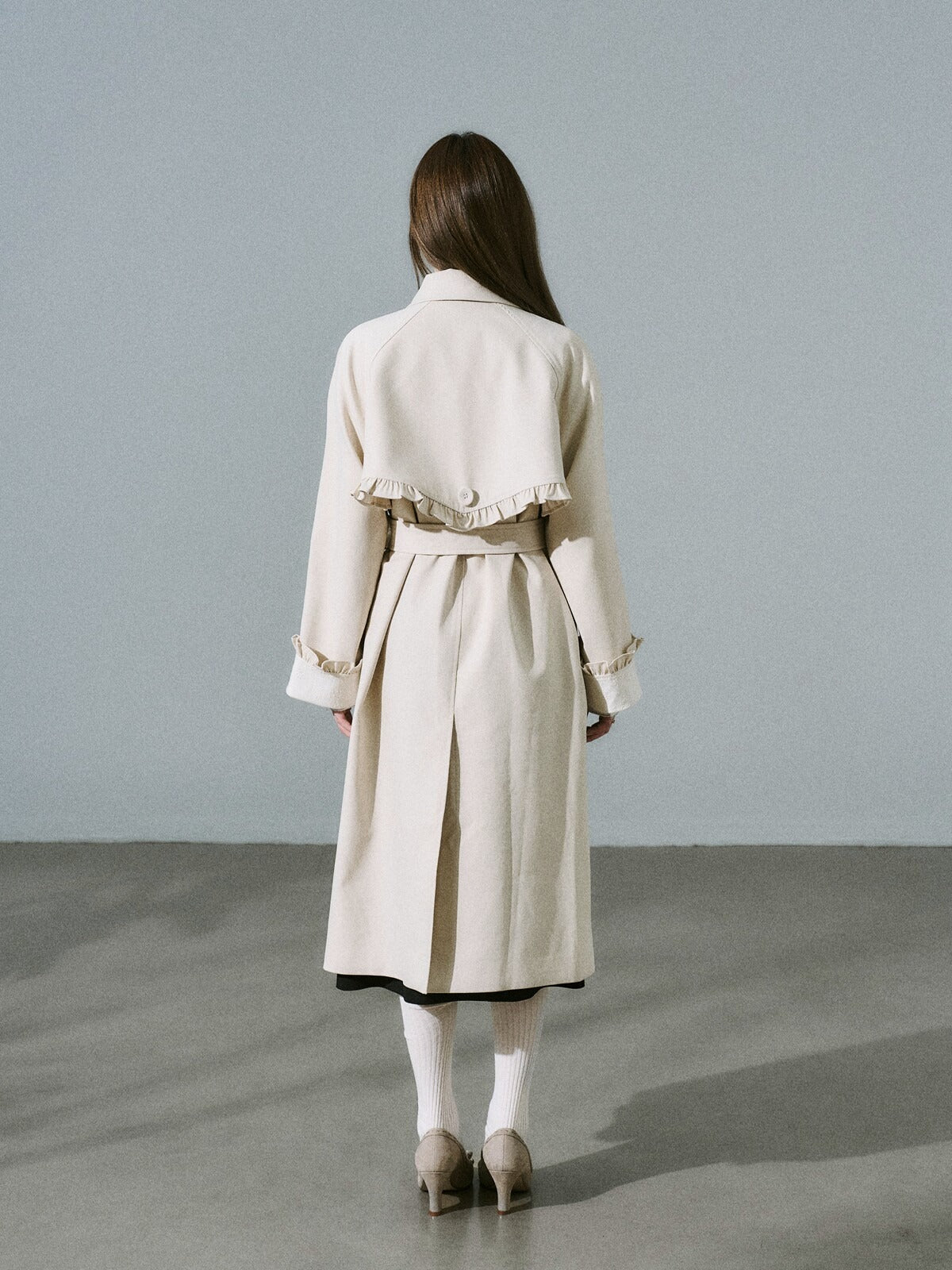 LOST FOREST - Light Milk Tea Lyocell Trench Coat