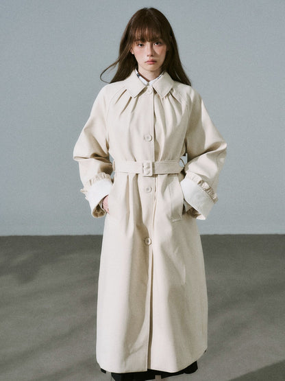 LOST FOREST - Light Milk Tea Lyocell Trench Coat