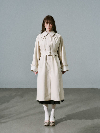 LOST FOREST - Light Milk Tea Lyocell Trench Coat