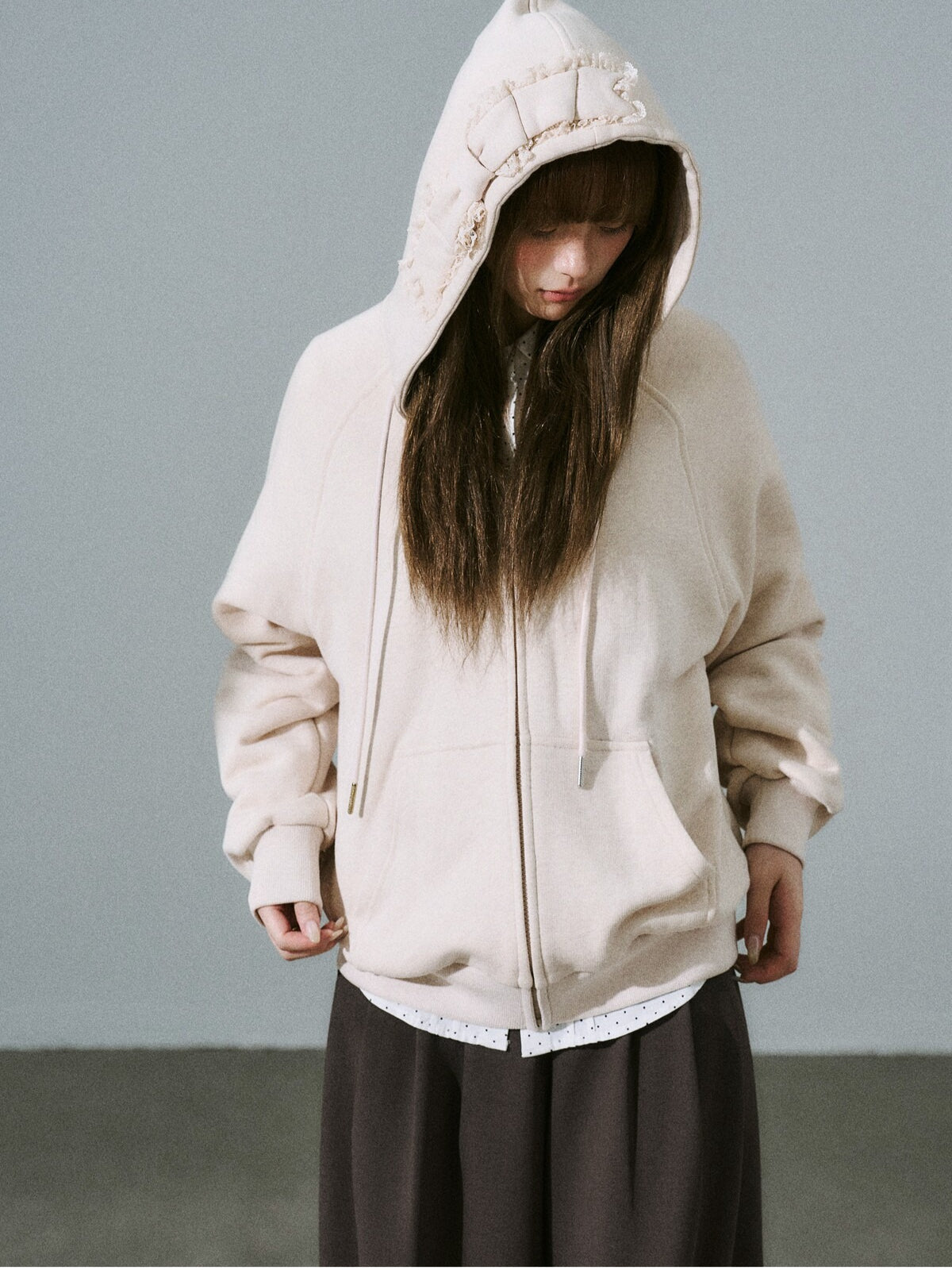 LOST FOREST - Petal Pink Bow Hooded Cardigan