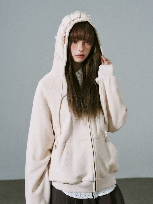 LOST FOREST - Petal Pink Bow Hooded Cardigan
