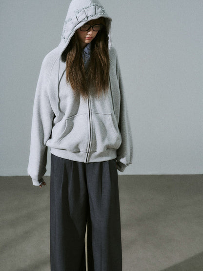LOST FOREST - Mist Gray Bow Hooded Cardigan