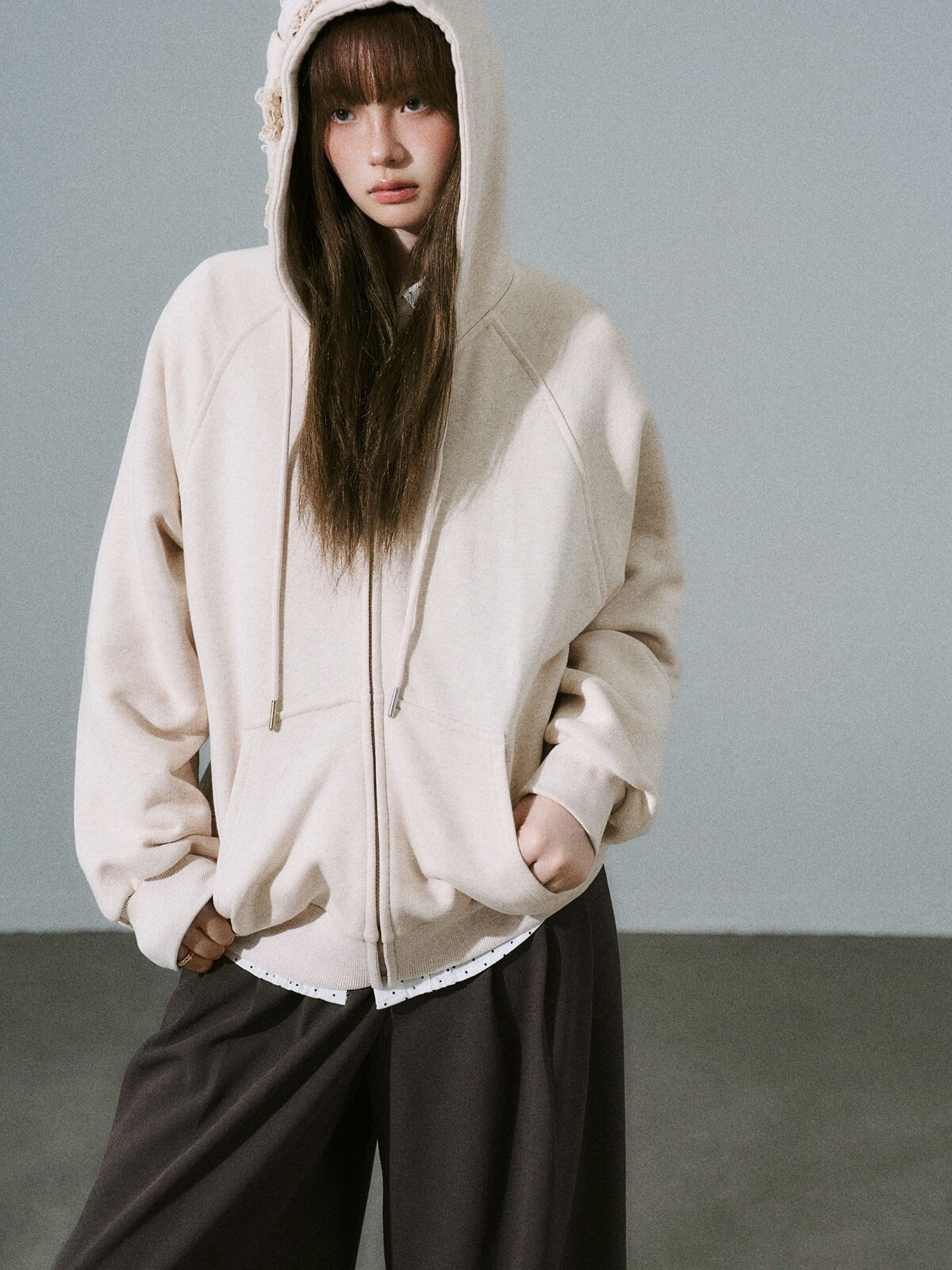 LOST FOREST - Petal Pink Bow Hooded Cardigan