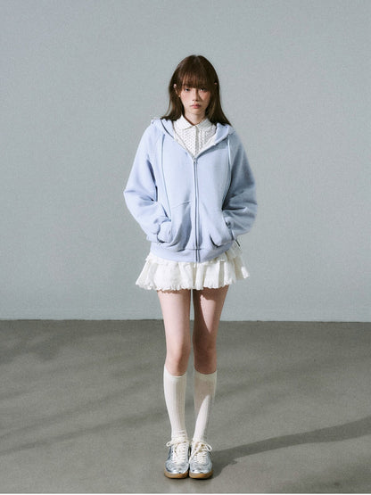 LOST FOREST - Sea Salt Blue Bow Hooded Cardigan