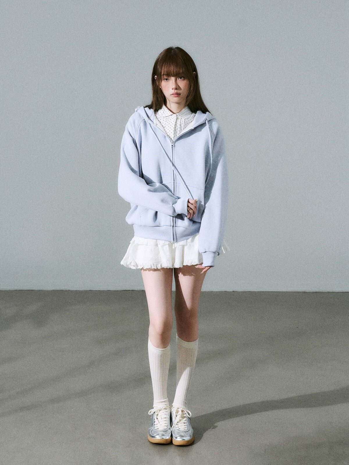 LOST FOREST - Sea Salt Blue Bow Hooded Cardigan