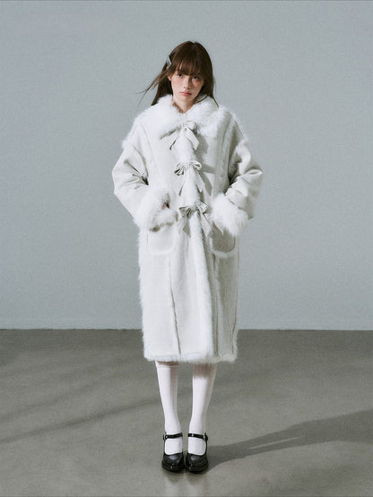 LOST FOREST - Silver Gray Faux Fur Long Coat