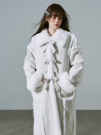 LOST FOREST - Silver Gray Faux Fur Long Coat