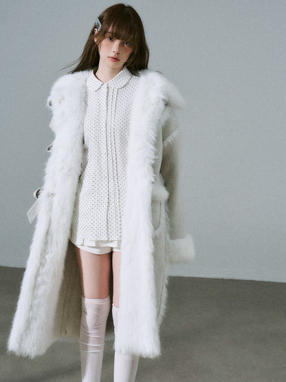 LOST FOREST - Silver Gray Faux Fur Long Coat
