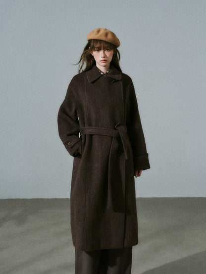 LOST FOREST - Red Brown Wool Blend Plaid Coat