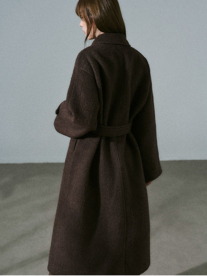 LOST FOREST - Red Brown Wool Blend Plaid Coat