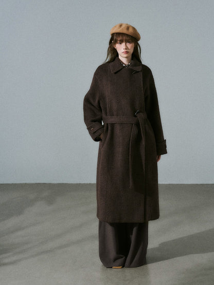 LOST FOREST - Red Brown Wool Blend Plaid Coat