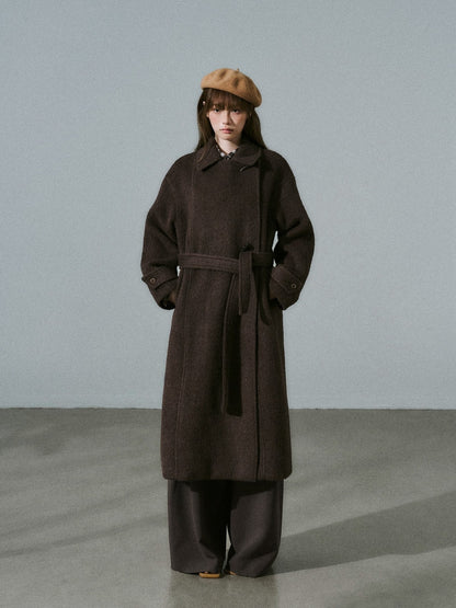 LOST FOREST - Red Brown Wool Blend Plaid Coat