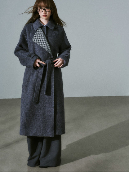 LOST FOREST - Blue Gray Wool Blend Plaid Coat