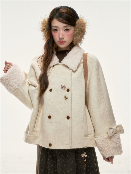 BIBIBENCY - White 70% Wool Short Coat