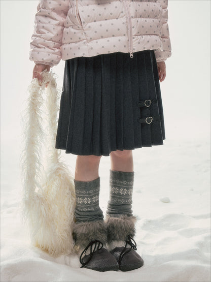 BIBIBENCY - Dark Gray Knit Pleated Midi Skirt