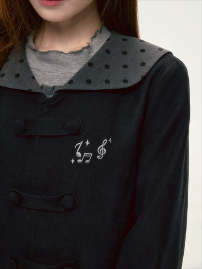 BIBIBENCY - Black Preppy Double-Breasted Cropped Jacket & Skirt