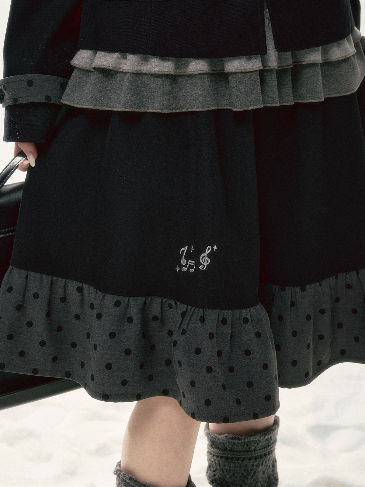BIBIBENCY - Black Preppy Double-Breasted Cropped Jacket & Skirt