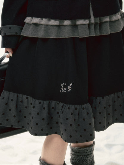 BIBIBENCY - Black Preppy Double-Breasted Cropped Jacket & Skirt