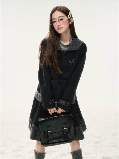 BIBIBENCY - Black Preppy Double-Breasted Cropped Jacket & Skirt