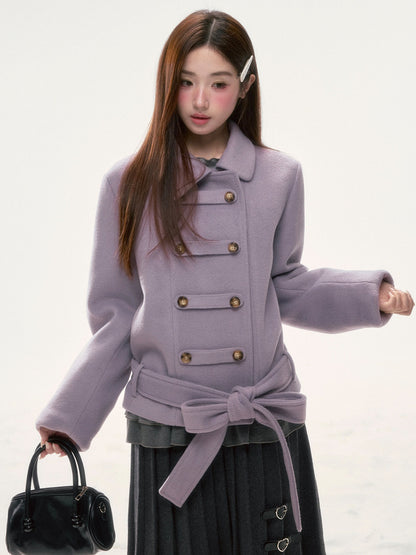 BIBIBENCY - Purple Napoleon Wool-Blend Coat