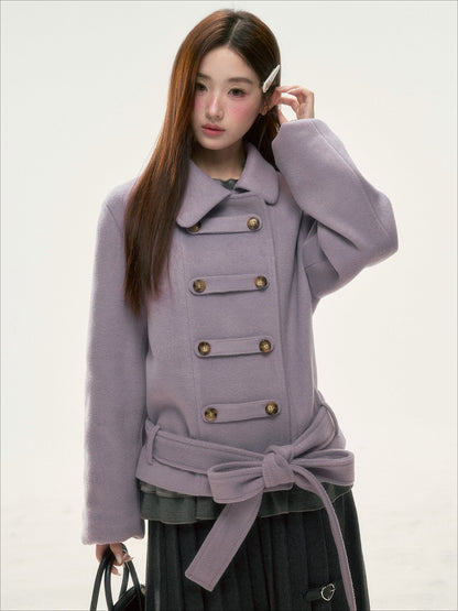 BIBIBENCY - Purple Napoleon Wool-Blend Coat