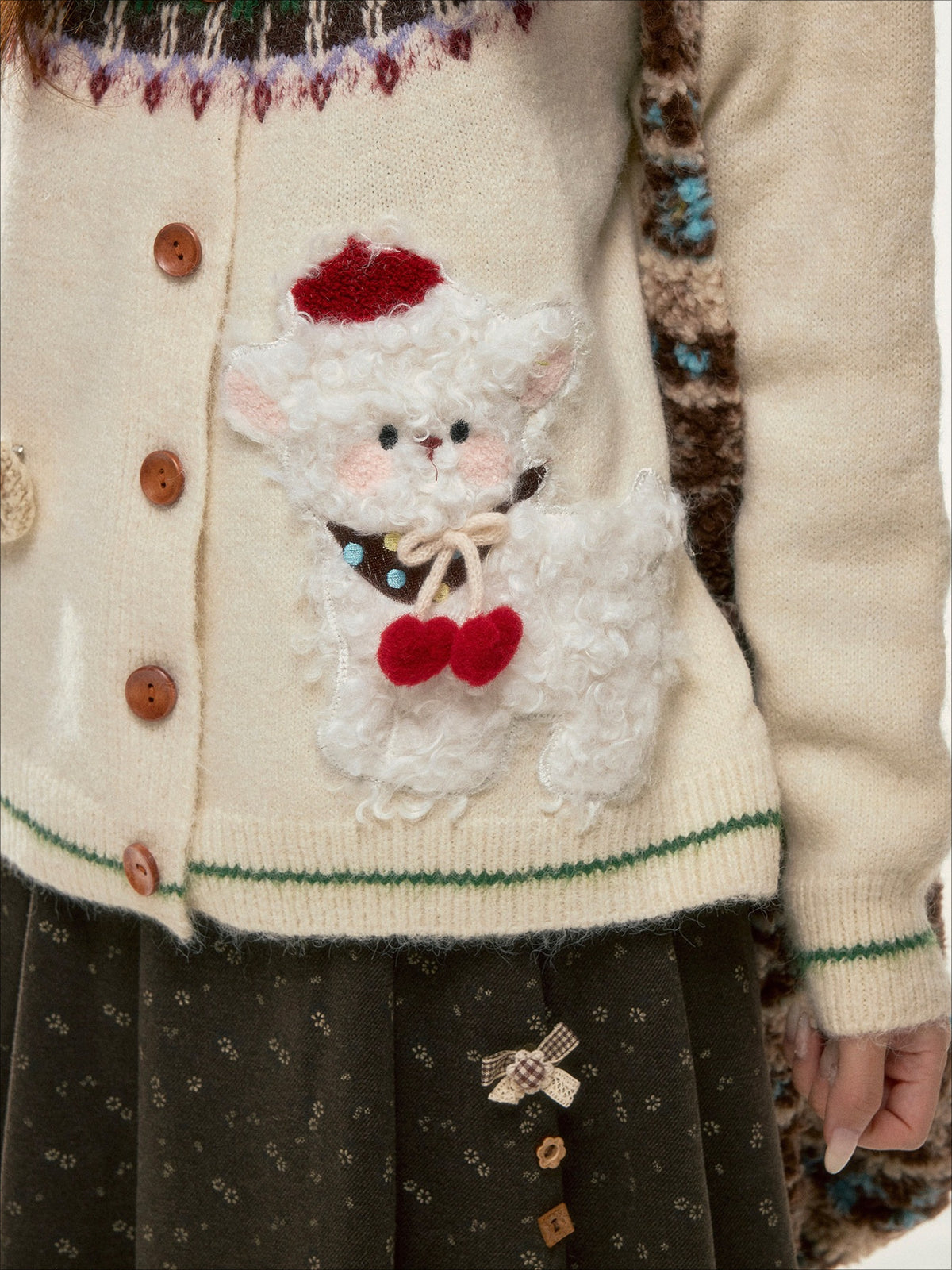 BIBIBENCY - Ivory Fair Isle Knit Cardigan
