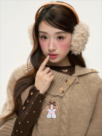 BIBIBENCY - Brown Polka Dot Knit Top