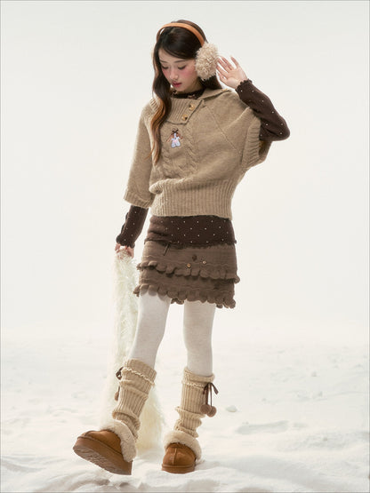 BIBIBENCY - Brown Polka Dot Knit Top