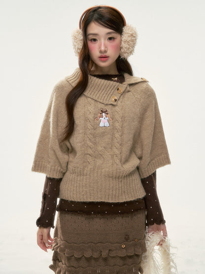 BIBIBENCY - Light Brown Puppy Short-Sleeve Knit Sweater