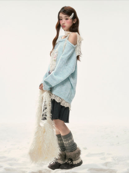 BIBIBENCY - Light Blue Bunny Alpaca-Blend Sweater