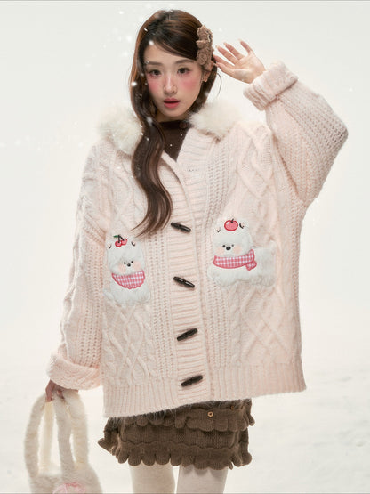 BIBIBENCY - Pink West Highland Terrier Knit Cardigan